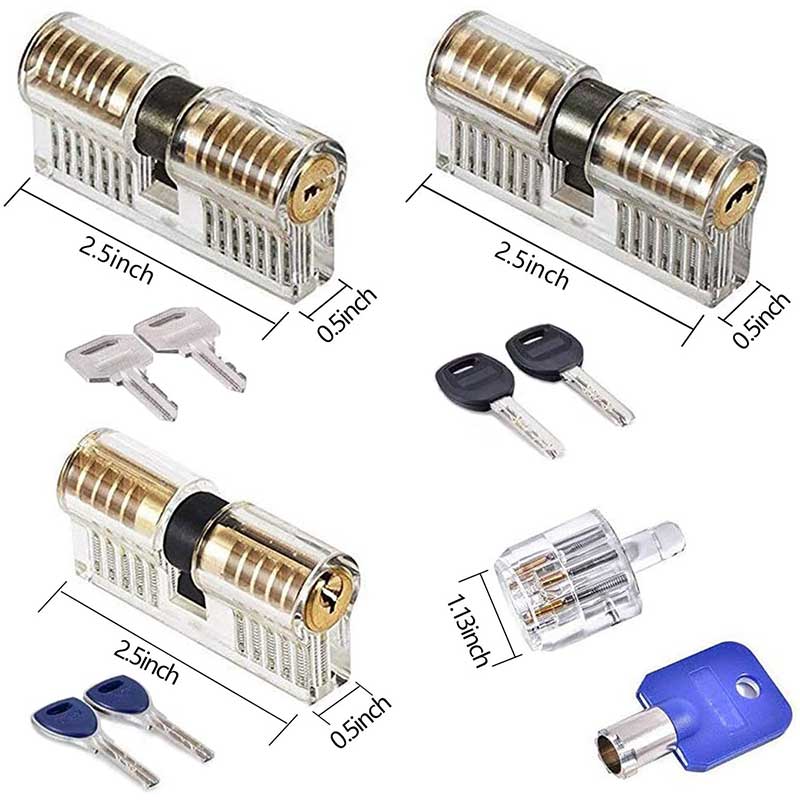 Round Training Lock 9 Practice Lock Set Transparent Lock Picking Training Set for Beginner ...