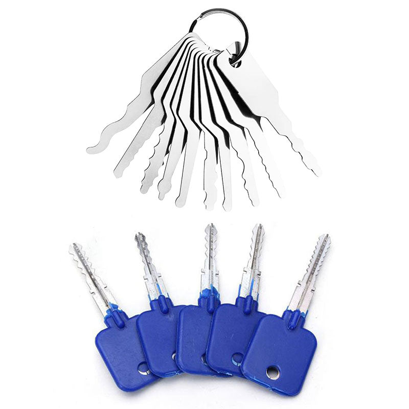 10 Pieces Car Jiggler Keys Set and 5 Pieces Try-Out Keys Set Lock Repa ...