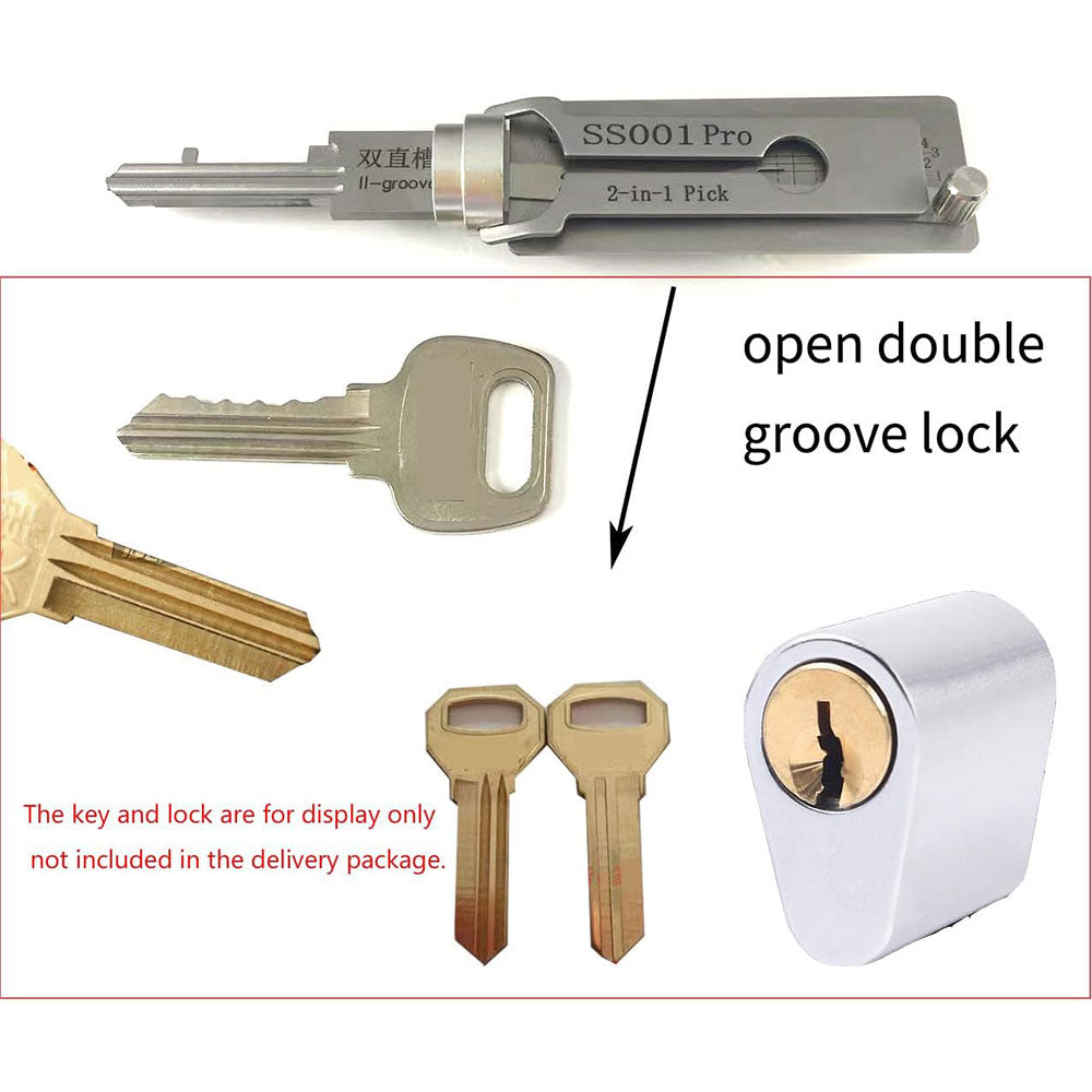 Original Lishi SS001 Pro Lock Pick 2 in 1 Decoder Tool for Double-Groove Door Lock
