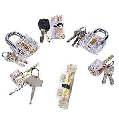 6 Pieces Transparent Practice Locks, Training Clear Padlocks